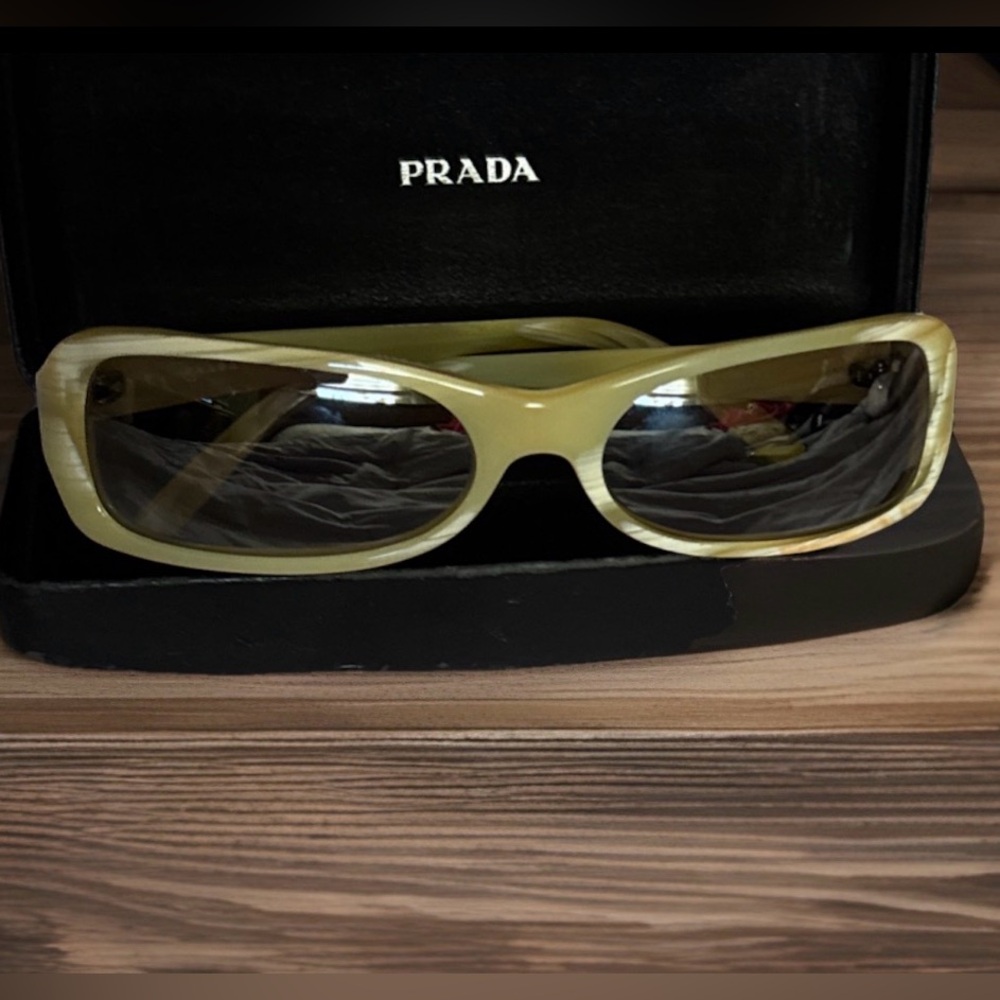 Prada Vintage Rectangular style Sunglasses in cre… - image 5